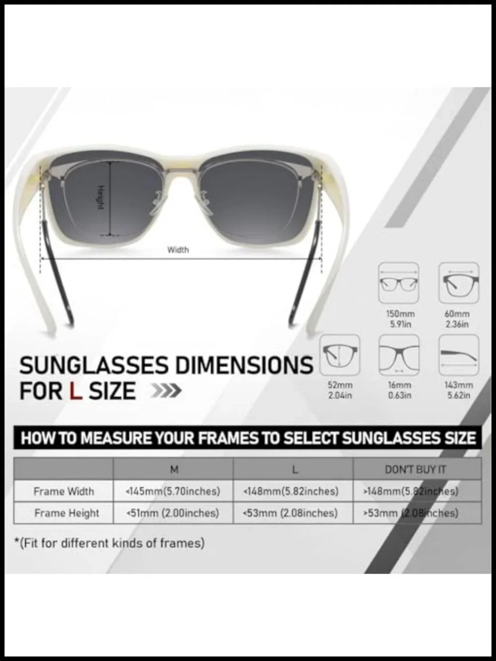 Polarized Fit Over Sunglasses UV400 Protection Square Shades Driving